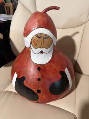 Large Hand painted Santa Gourd